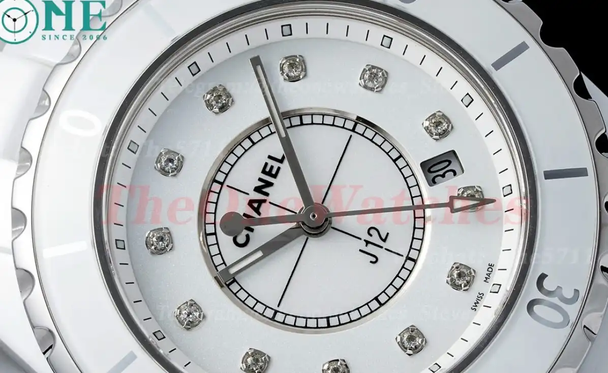 J12 Ladies 33mm Ceramic Cer White Dia XF Swiss Quartz