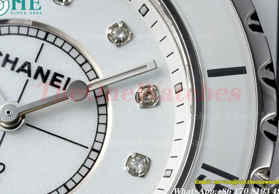 J12 Ladies 33mm Ceramic Cer White Dia XF Swiss Quartz