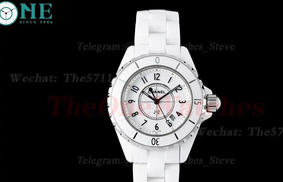 J12 Ladies 33mm Ceramic Cer White Num XF Swiss Quartz