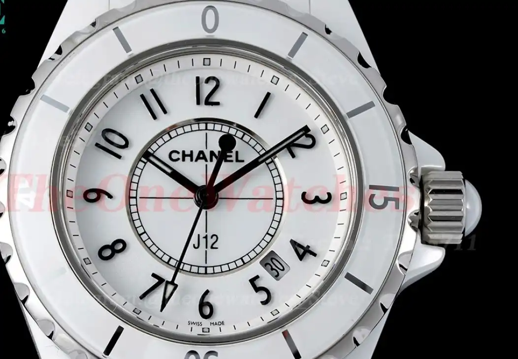 J12 Ladies 33mm Ceramic Cer White Num XF Swiss Quartz