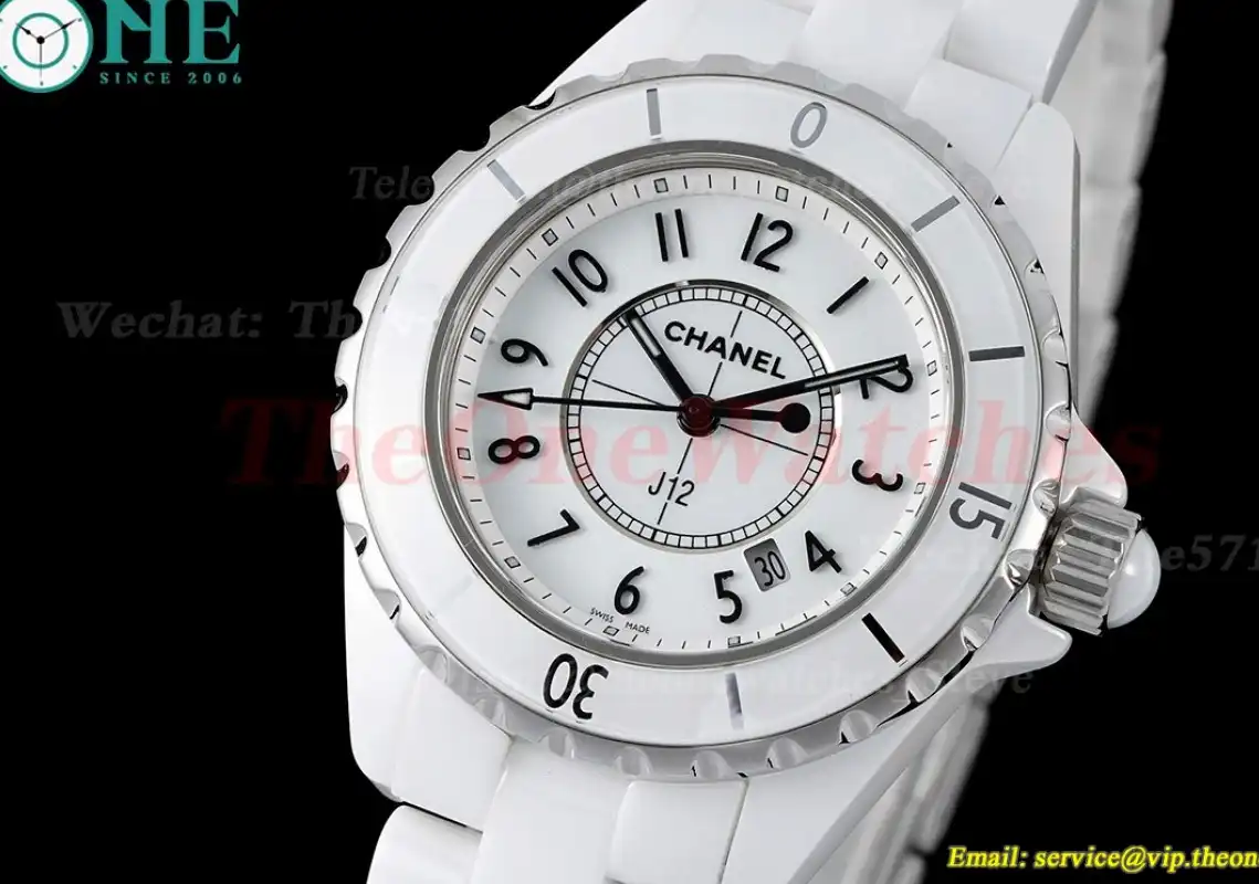 J12 Ladies 33mm Ceramic Cer White Num XF Swiss Quartz