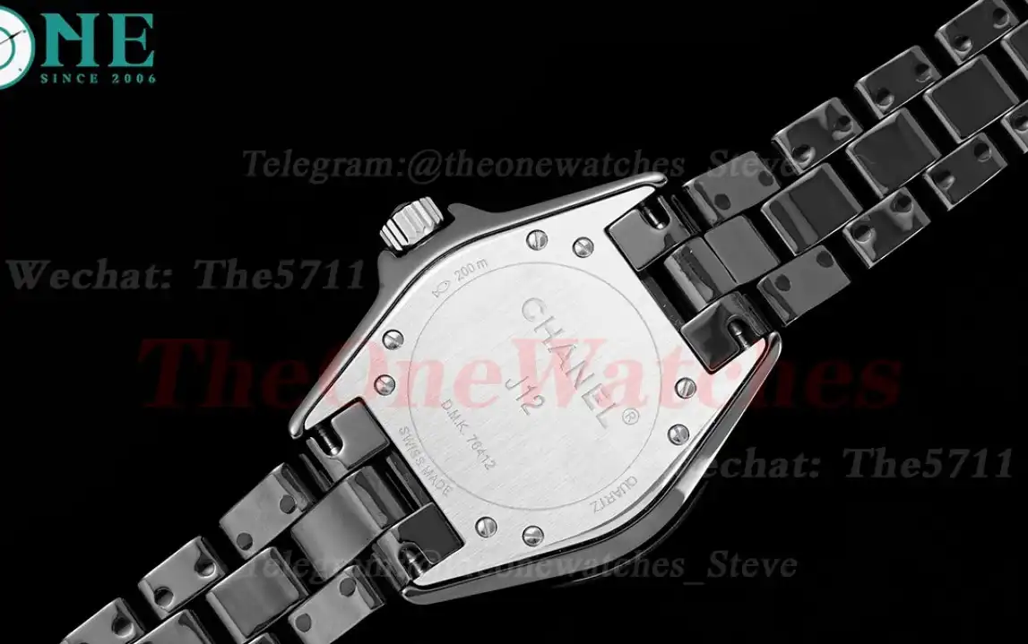 J12 Ladies 33mm Ceramic Cer Black Num XF Swiss Quartz