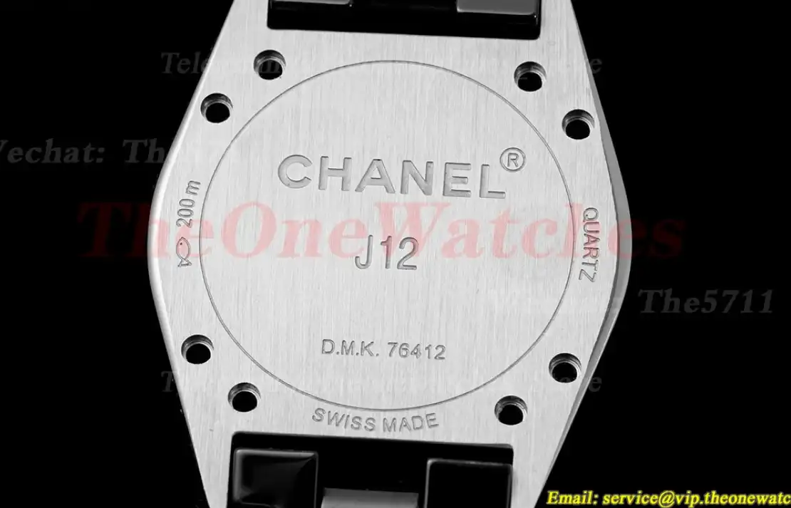 J12 Ladies 33mm Ceramic Cer Black Num XF Swiss Quartz