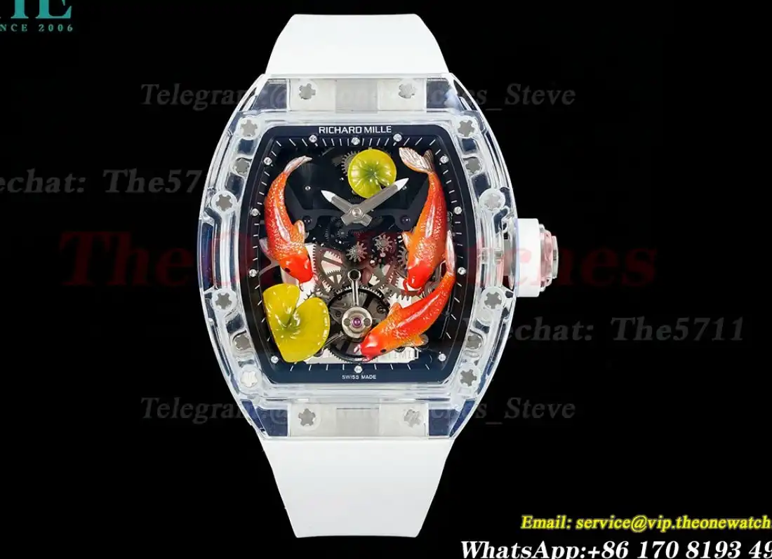 S10 Koi Dial on White Rubber Strap RMF Tourb