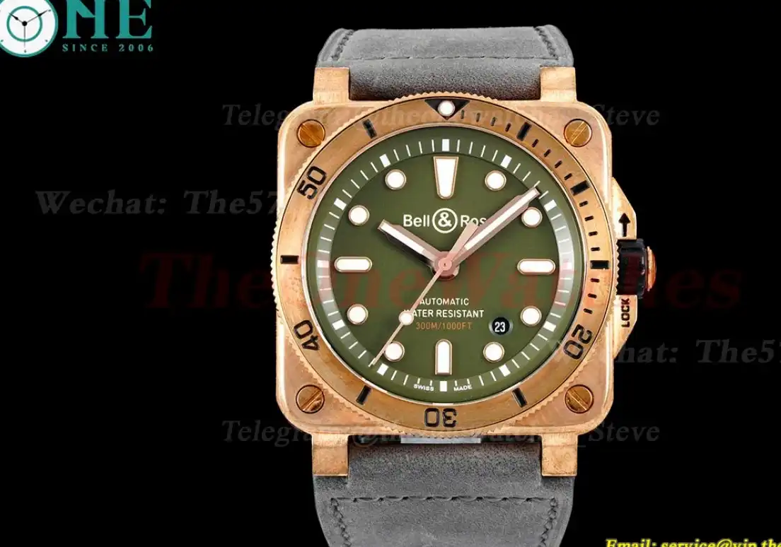 Bell & Rose Instruments BR03 Diver Bronze LE Green Dial 42mm A2824