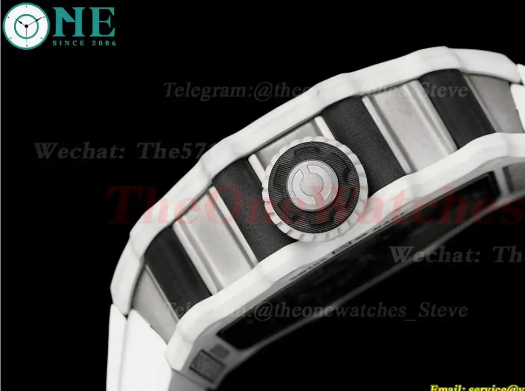 RM21-02 Carbon Case On White Rubber Strap RMF Tourbillon