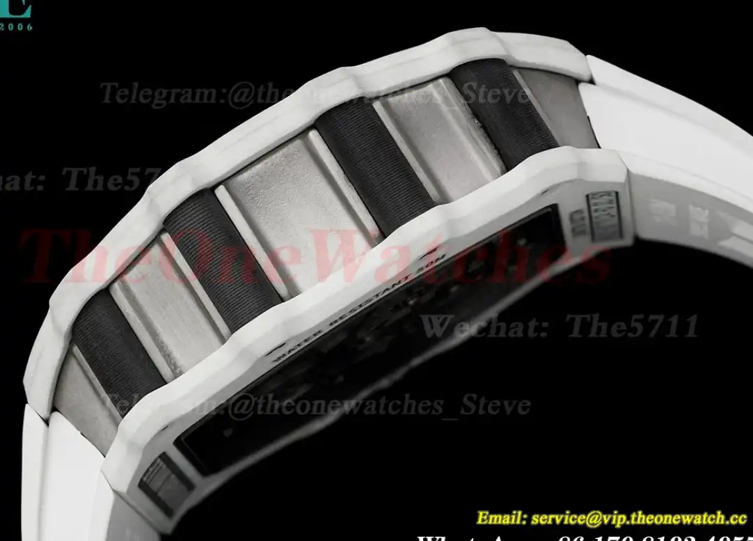 RM21-02 Carbon Case On White Rubber Strap RMF Tourbillon