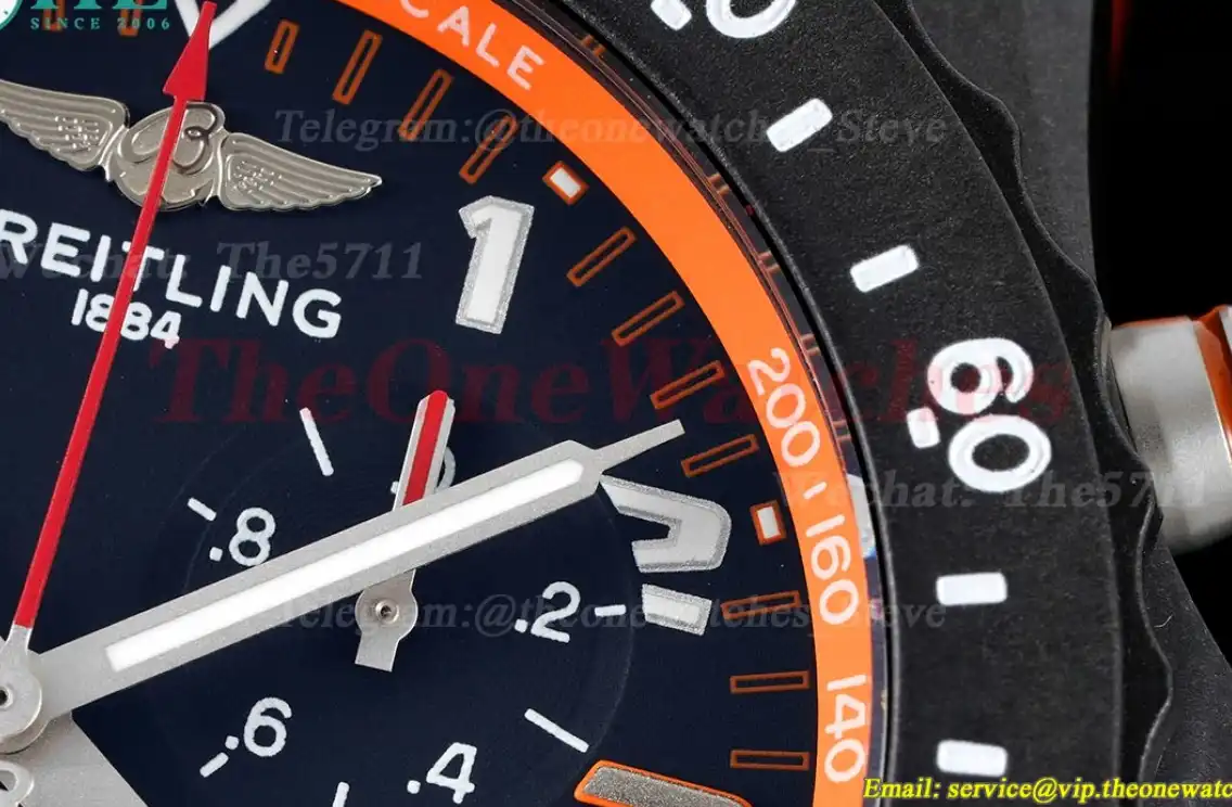 Professional Chronograph PVD Black Dial On Orange Strap Swiss Quartz