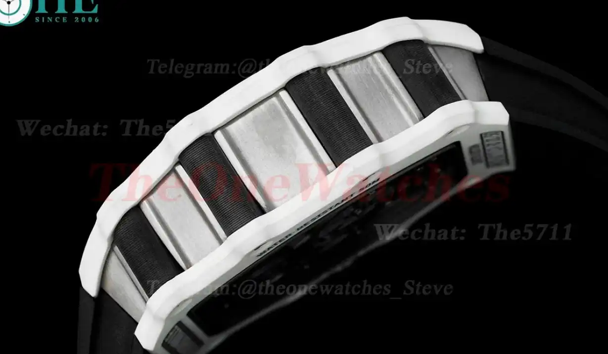 RM21-02 White Carbon Case On Black Rubber Strap RMF Tourbillon