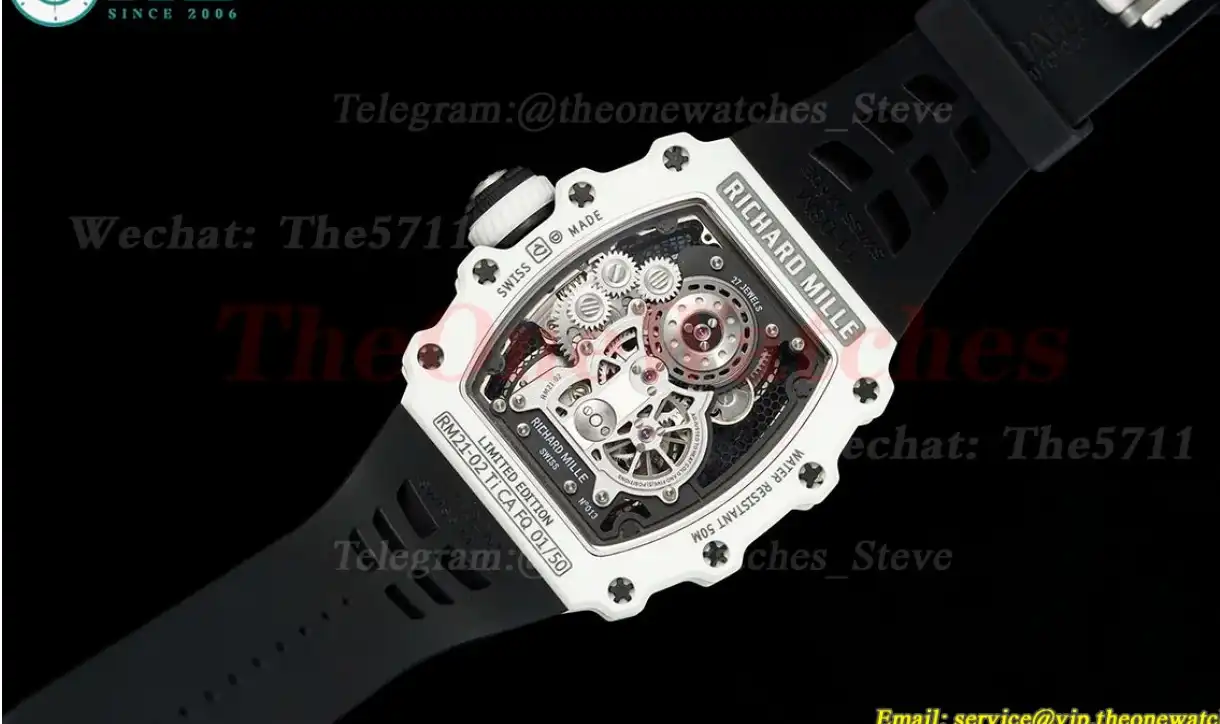 RM21-02 White Carbon Case On Black Rubber Strap RMF Tourbillon