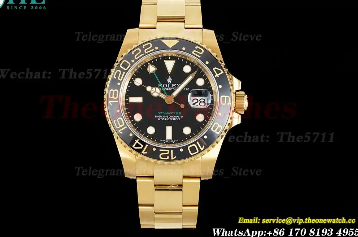 GMT Master II 116718 40mm Warpped YG YG Black Dial KF VR3186