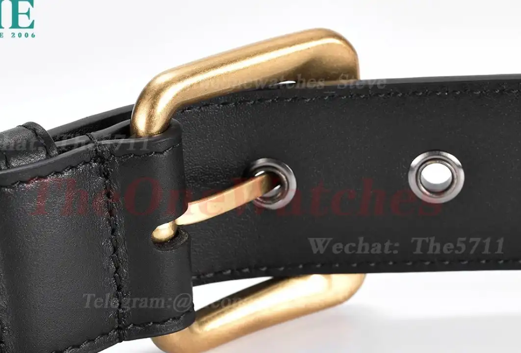 YG Brass Buckle on Black Braided Leather Belt 4.0cm