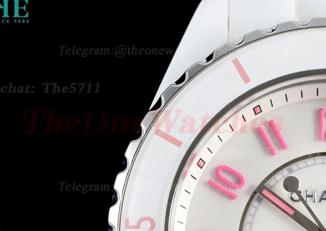 J12 33mm White Ceramic Cer White Pink HTF Quartz