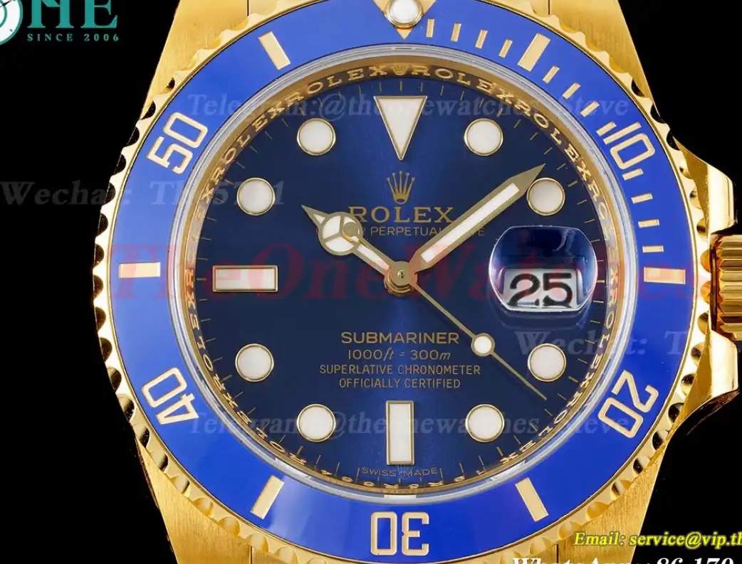 Submariner 116618LB 40mm Wrapped YG YG Blue Dot KF VR3135