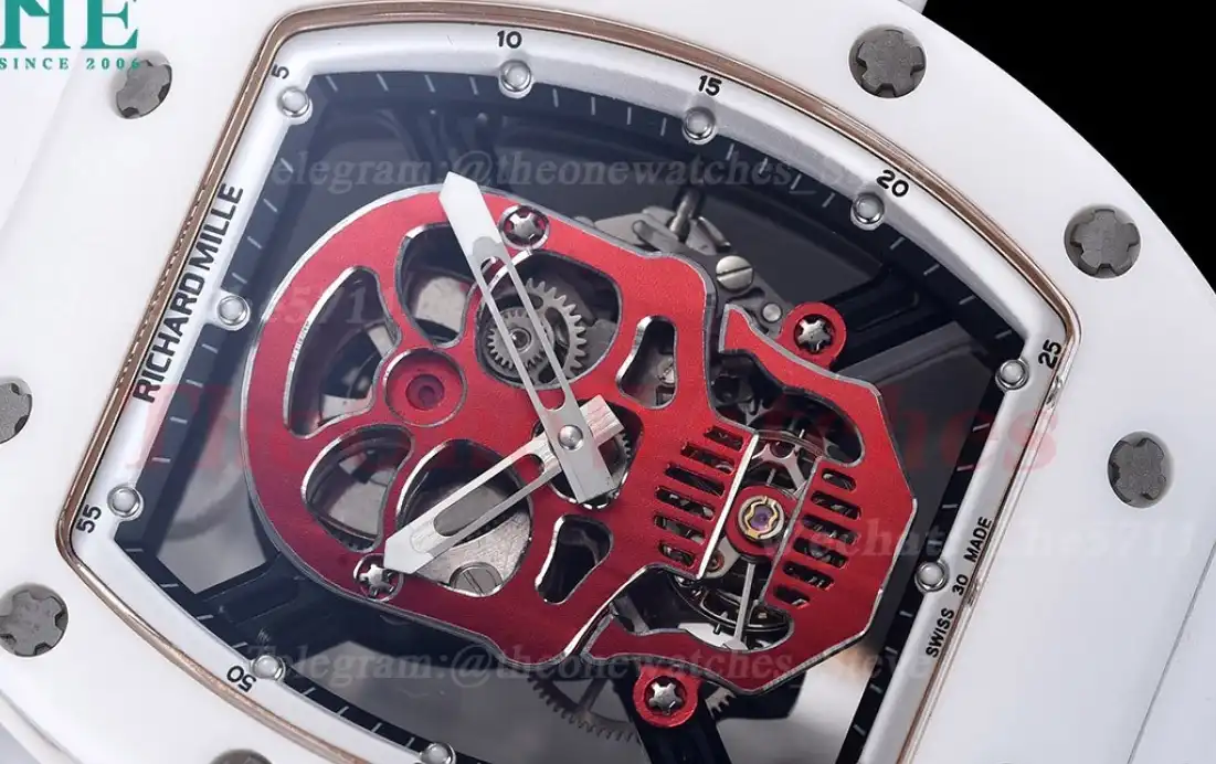 RM52-01 Cer RU On White Rubber Strap Real Tourbillon YSF