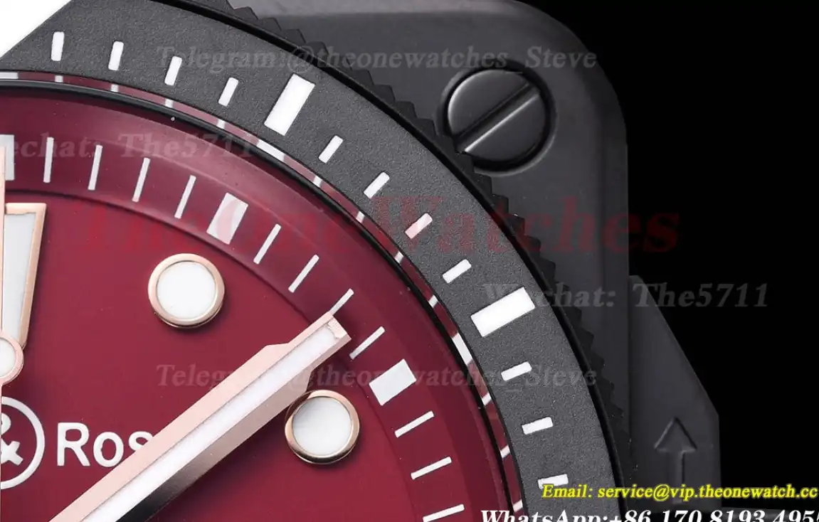 Bell & Rose Instruments BR03 42mm DLC RU Wine Red Dial BRF A2824