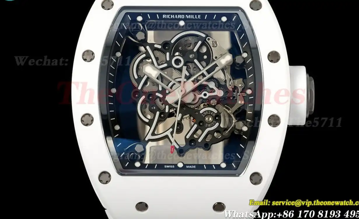 RM055 43mm White Cer RU Skeleton Dial ZF RMAL2 Super Clone