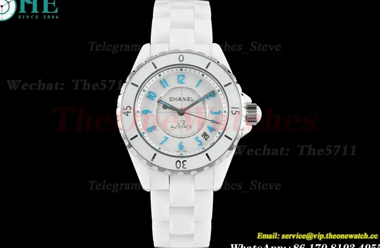 J12 38mm White Ceramic Cer White Blue HTF A2892