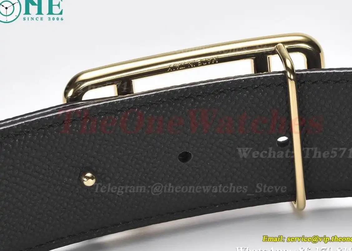 YG Hermes SS Buckle on Blue Black Leather Belt 3.8cm