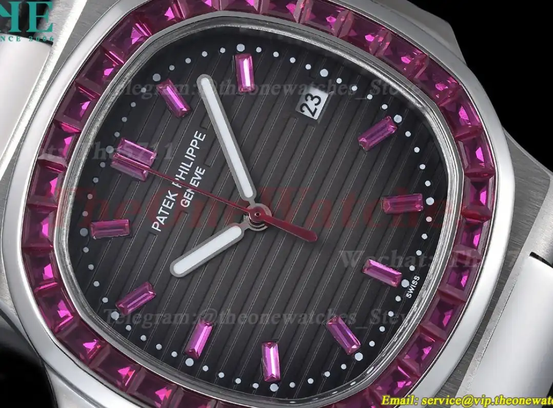 Nautilus Diamond 40mm SS LE Purple Dia Black Dial GDF MY8215