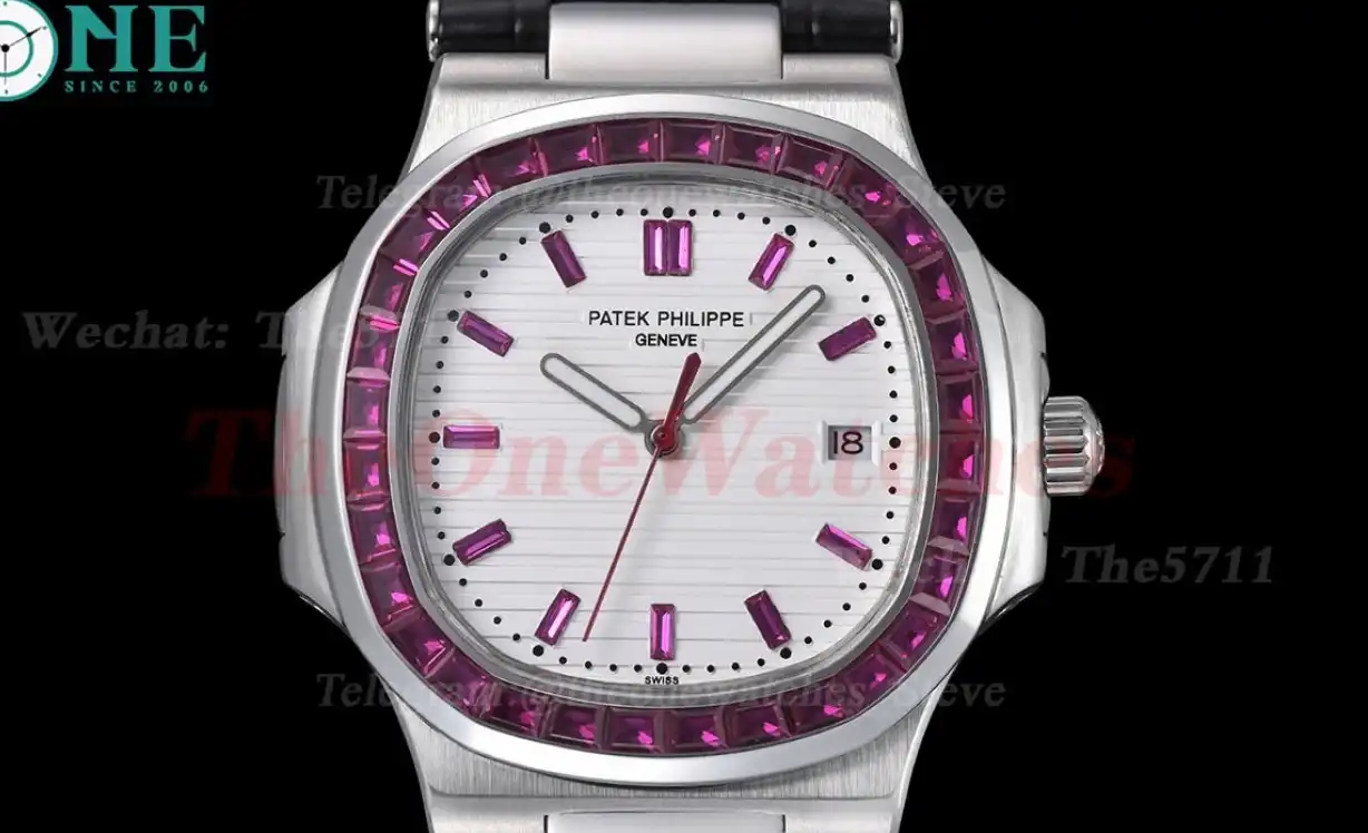 Nautilus Diamond 40mm SS LE Purple Dia White Dial GDF MY8215