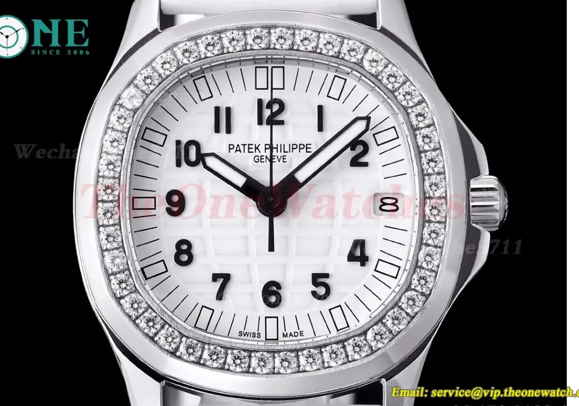 Aquanaut Ladies 35mm Diamond Bezel SS RU White TWF A324