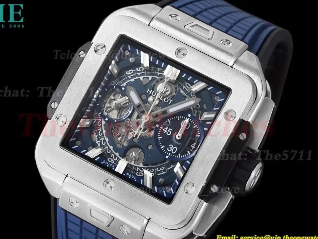 Square Bang Unico 42mm SS RU Blue Skeleton Dial BBF HUB1280A