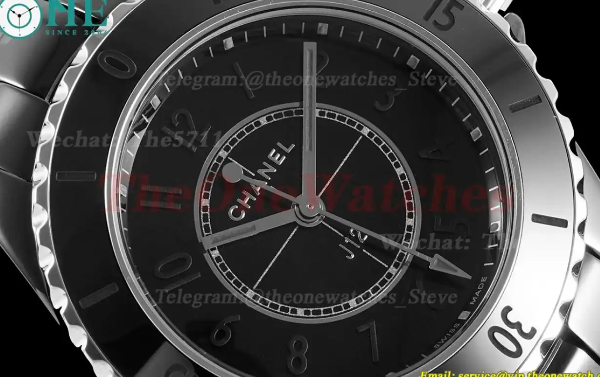 J12 33mm Black Ceramic Cer Black Num HTF Quartz