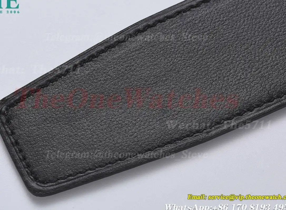 Silver Hermes SS Buckle on Black Black Leather Belt 3.8cm