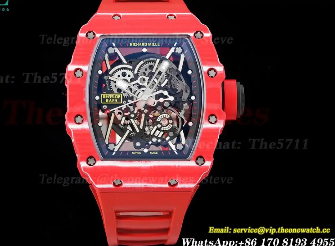 RM35-02 Skeleton Dial With Red Rubber Strap T+F Clone RMUL2