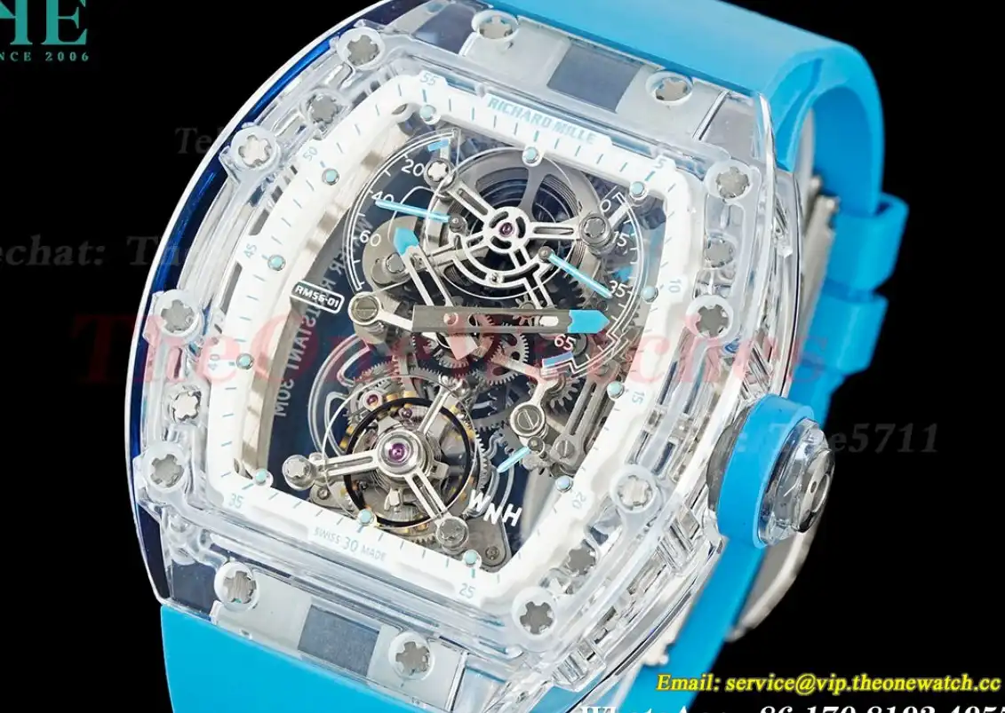 RM56-01 44mm Skeleton Dial on Blue Rubber Strap RMF Tourb