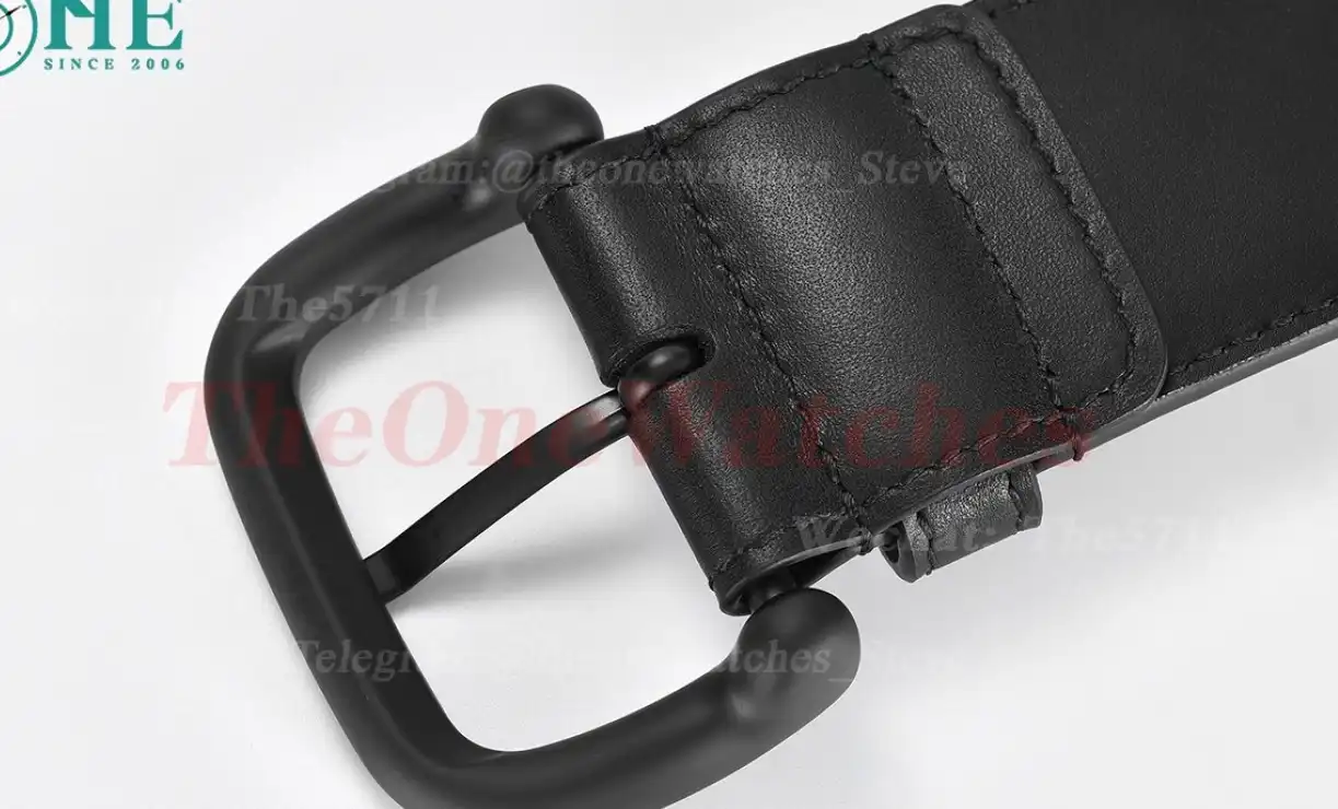 PVD Brass Buckle on Black Braided Leather Belt 4.0cm