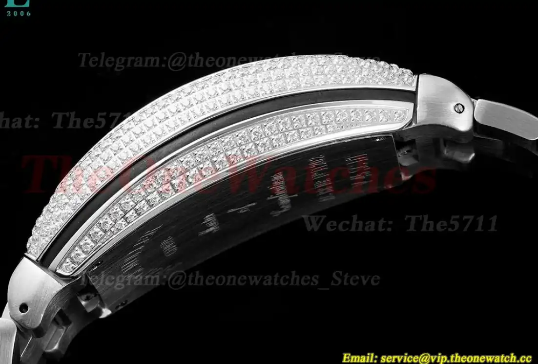 Vanguard Mens 44mm Full Diamond SS SS White ABF A2824