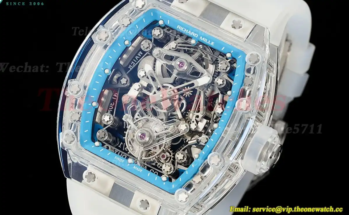 RM56-02 44mm Skeleton Dial on Transparent Rubber Strap RMF Tourb