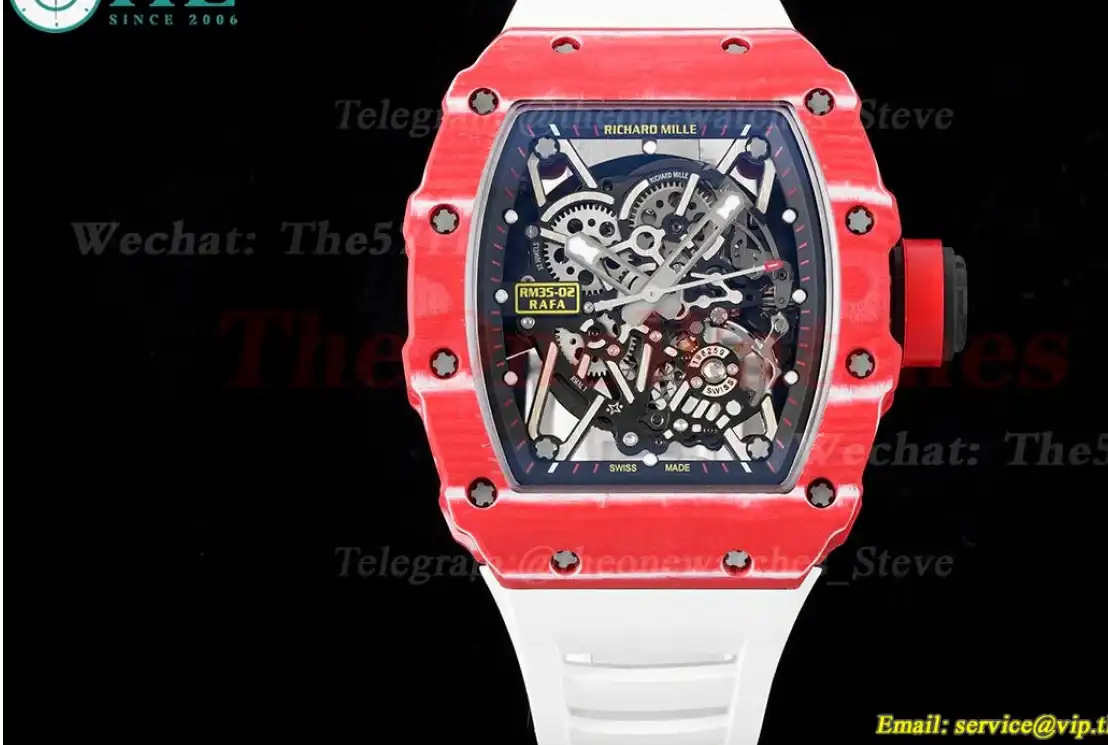 RM35-02 Skeleton Dial With White Rubber Strap T+F Clone RMUL2