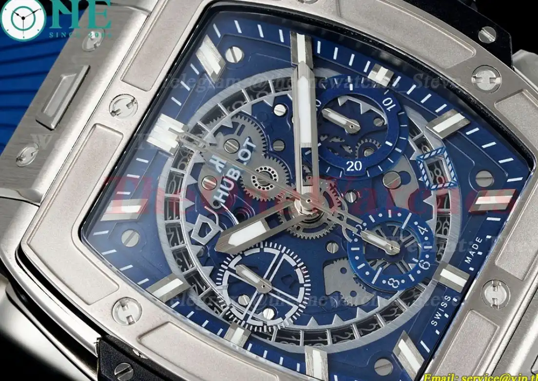 Spirit of Big Bang Chrono 42mm TI RU Blue Skeleton Dial BBF A7750 Mod