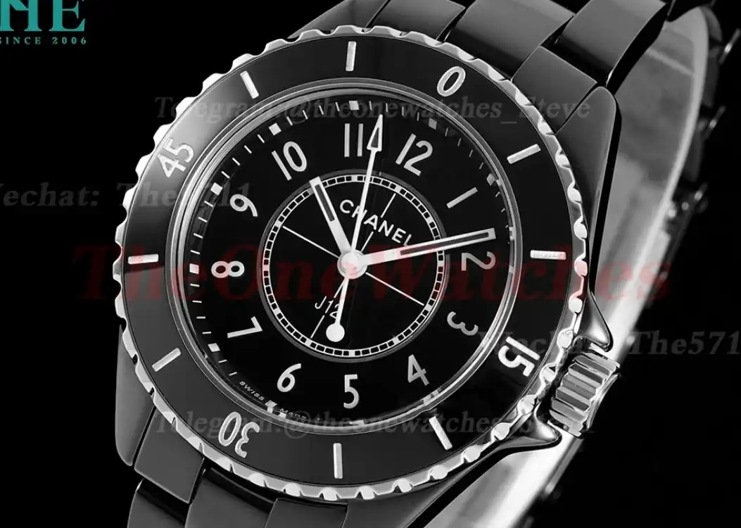 J12 33mm Black Ceramic Cer Black Wht HTF Quartz