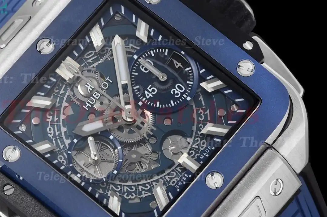 Square Bang Unico 42mm Cer SS RU Blue Skeleton Dial BBF HUB1280A