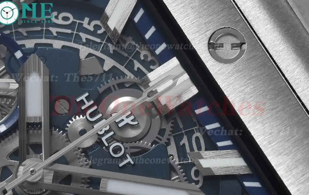 Square Bang Unico 42mm SS RU Blue Skeleton Dial BBF HUB1280A