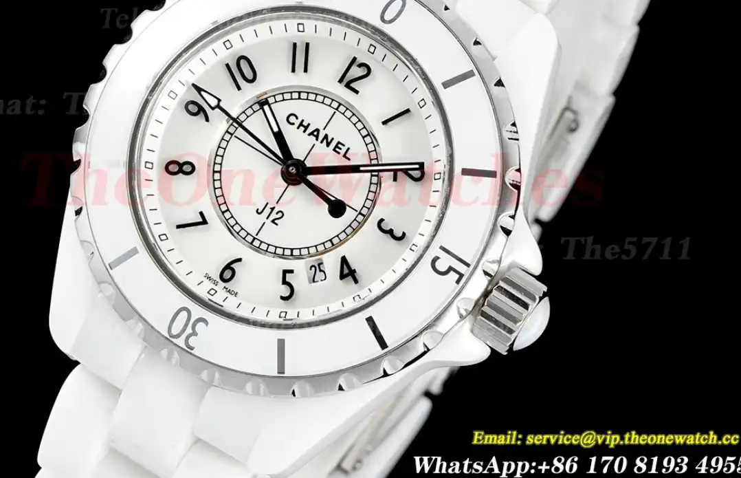 J12 33mm White Ceramic Cer White Num HTF Quartz