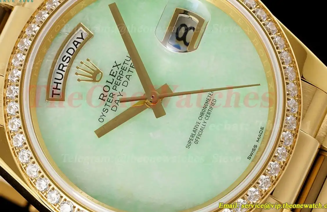 DayDate 128238 36mm Dia YG YG Jade Green Dial RAF A2836