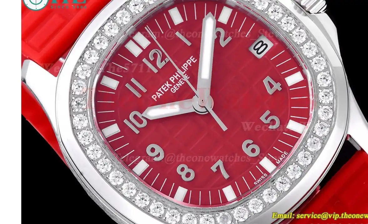 Aquanaut Ladies 35mm Diamond Bezel SS RU Red TWF A324