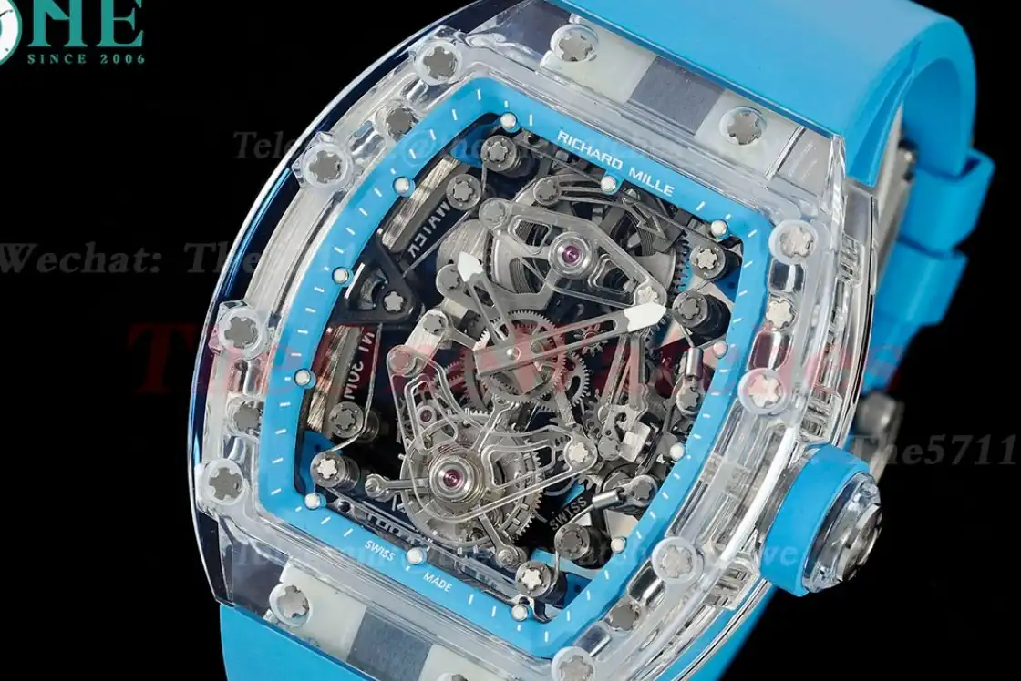 RM56-02 44mm Skeleton Dial on Blue Rubber Strap RMF Tourb