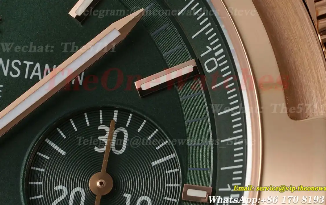 Overseas 5520V 41mm RG RU Green Dial 8F A7750 Mod