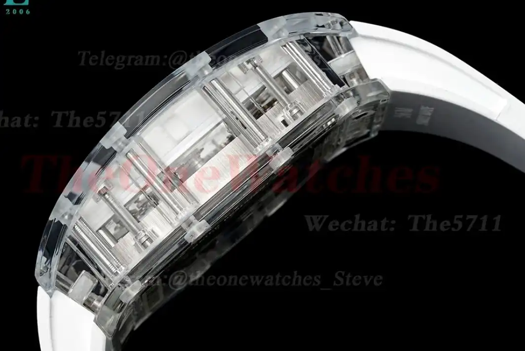 RM56-01 44mm Skeleton Dial on White Rubber Strap RMF Tourb