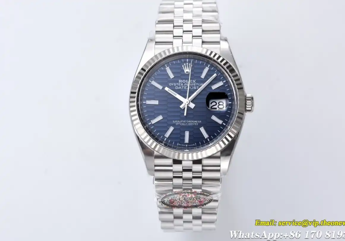 Datejust 126234 36mm Jub SS SS Blue Texetured Dial Clean SH3235