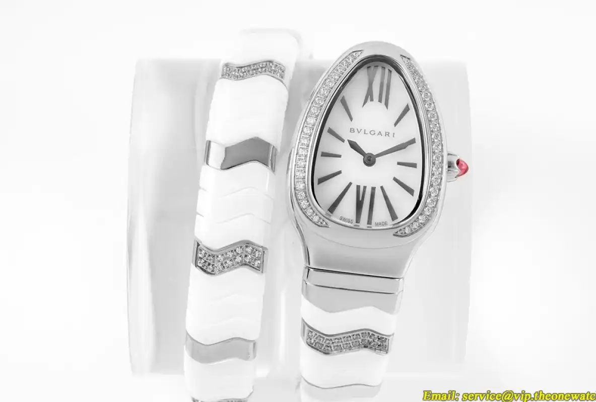 Serpenti Spiga 35mm Dia SS Cer White Dial BVF Swiss Qtz