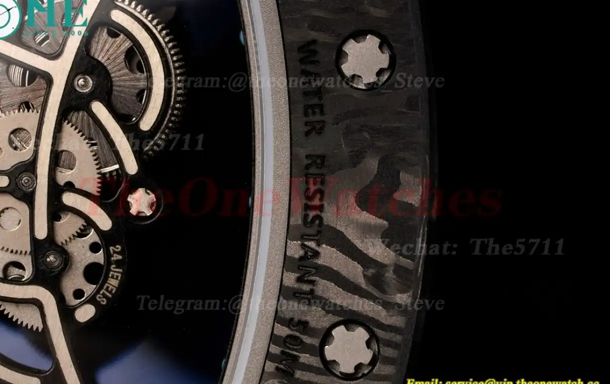 RM055 Real NTPT Skeleton Blue Dial On White Rubber Strap YSF RMUL2