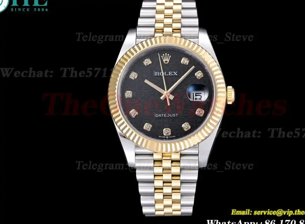 Datejust 126333 41MM YG SS Black Textured DIa EWEF A3235