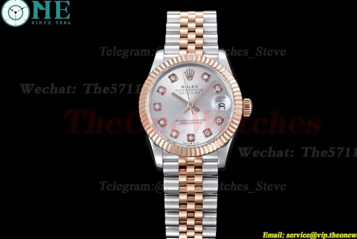 Datejust Ladies 31mm Jubilee RG SS Silver Dia WF A2671